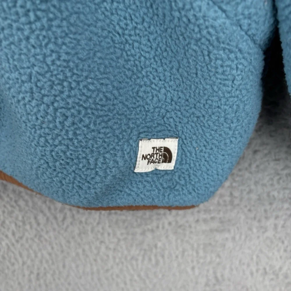 The North Face Carbondale 1/4 Snap Fleece Hoodie Mens XL Storm Blue/Brown